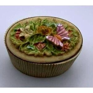 Vintage 1939 Hand-Painted Floral Trinket Box Made in Japan